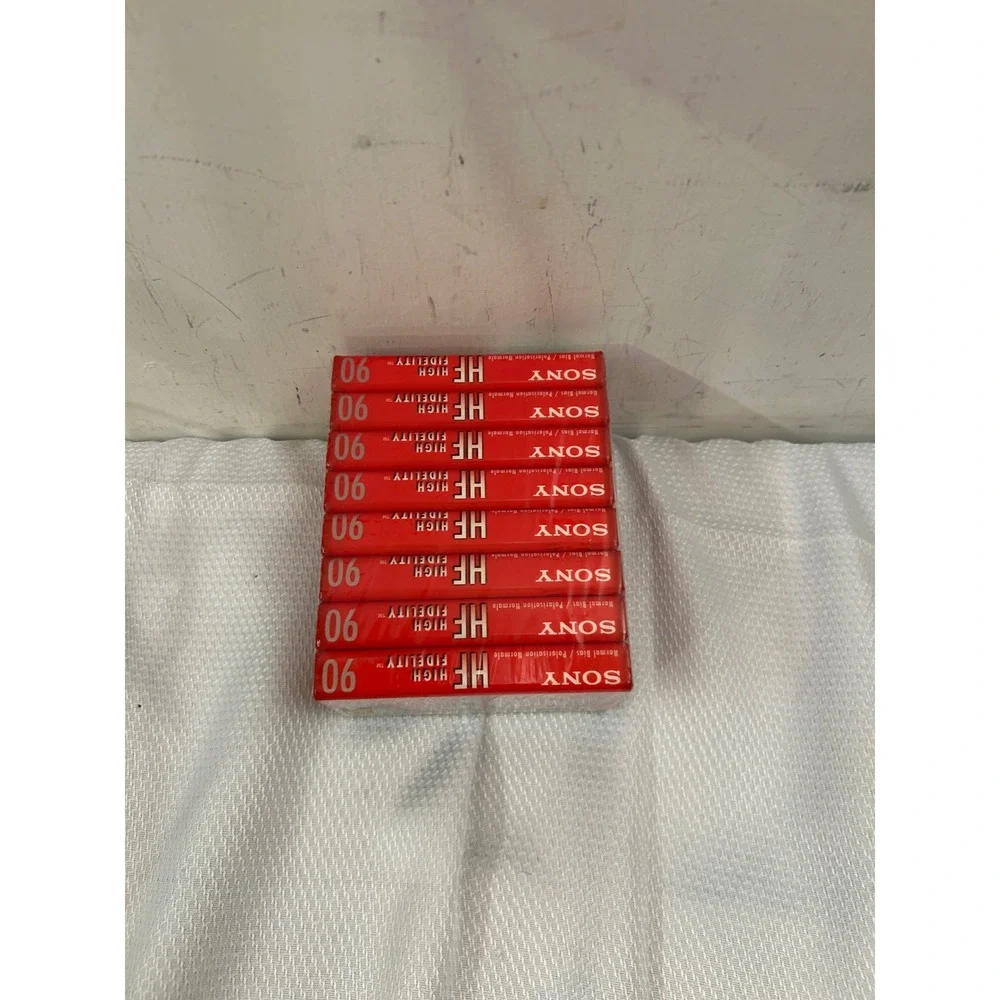 Sony HF High Fidelity 90 Minute Normal Bias Audio Cassette 8 Pack Red Blank Tape